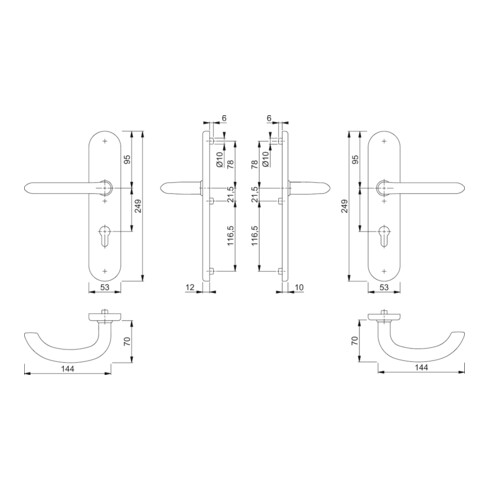 Hoppe Schutzgarnitur Mar.E1138Z/3331/3310 VA F69 92mm 66-71mm