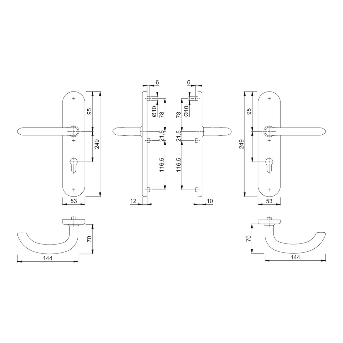 Hoppe Schutzgarnitur Mar.E1138Z/3331/3310 VA F69 92mm 66-71mm