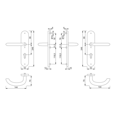 Hoppe Schutzgarnitur Mar.E1138Z/3331/3310 VA F69 92mm 66-71mm