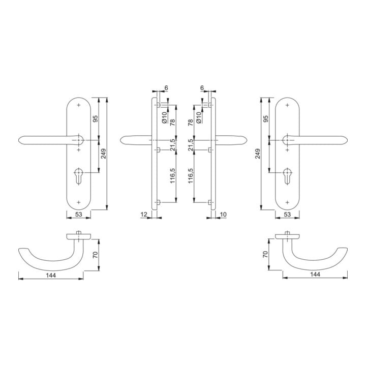 Hoppe Schutzgarnitur Mar.E1138Z/3331/3310 VA F69 92mm 66-71mm