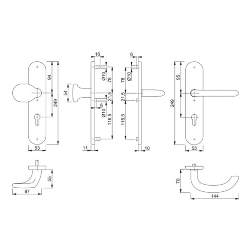 Hoppe Schutzgarnitur Mar.E86G/3331/3310/1138Z VA F69 92mm 66-71mm