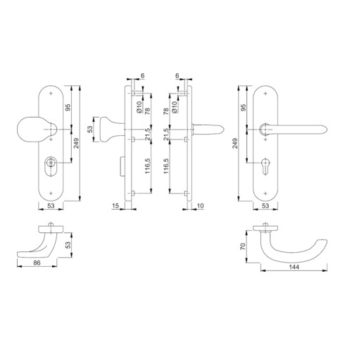 Hoppe Schutzgarnitur Mar.E86G/3332ZA/3310/1138Z VA F69 92mm 67-72mm