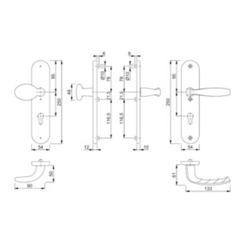 Hoppe Schutz-Wechselgarnitur New York Alu Natur Aluminium