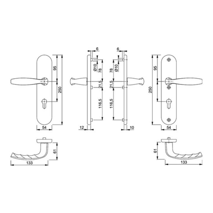 Hoppe Schutzgarnitur NY 1810H/3331/3410 Alu.F1 72mm 42-47mm