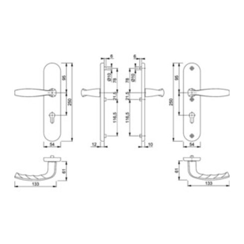 Hoppe Schutzgarnitur NY 1810H/3331/3410 Alu.F1 92mm 67-72mm