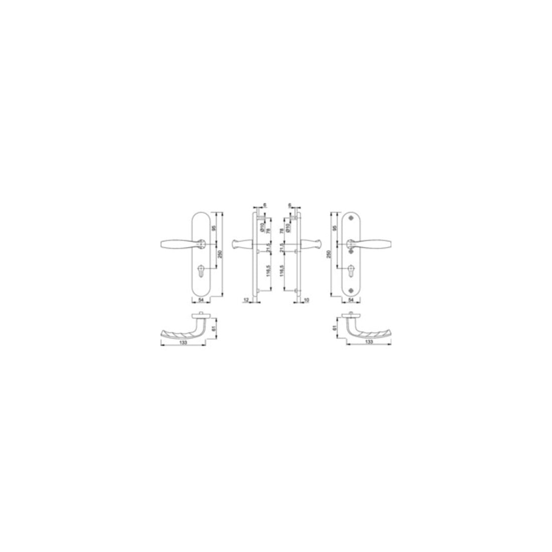 Hoppe Schutzgarnitur NY 1810H/3331/3410 Alu.F1 92mm 67-72mm