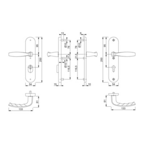 Hoppe Schutzgarnitur NY 1810H/3332ZA/3410 Alu.F1 72mm 42-47mm
