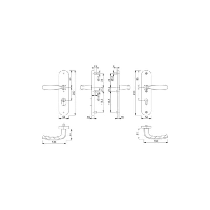 Hoppe Schutzgarnitur NY 1810H/3332ZA/3410 Alu.F1 72mm 42-47mm