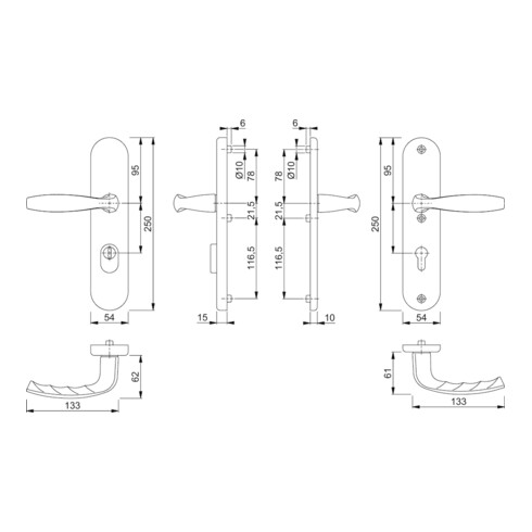 Hoppe Schutzgarnitur NY 1810H/3332ZA/3410 Alu.F1 92mm 67-72mm