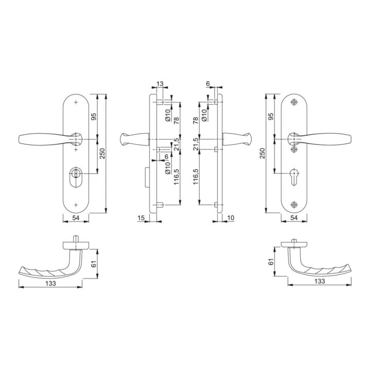 Hoppe Schutzgarnitur NY 1810H/3332ZA/3410 Alu.F1 92mm 67-72mm