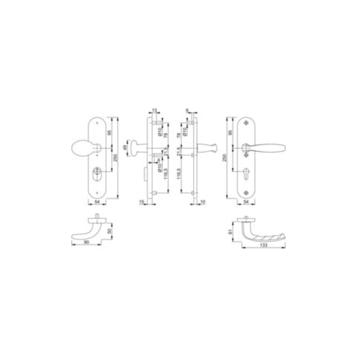 Hoppe Schutzgarnitur NY 76G/3332ZA/3410/1810H Alu.F1 72mm 42-47mm