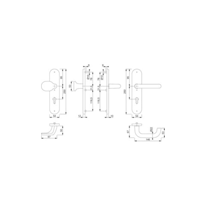 Hoppe Schutzgarnitur Paris 86G/3331/3310/138 Alu. F1 92mm 67-72mm