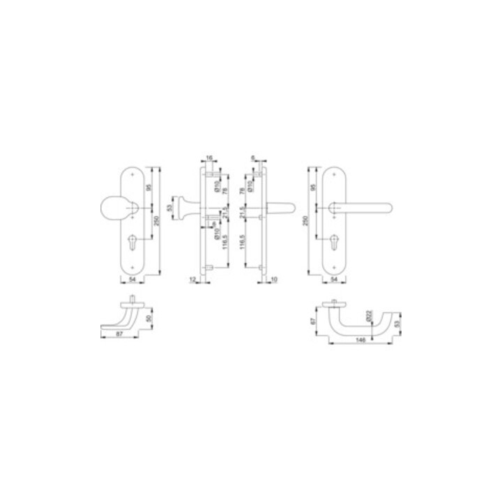 Hoppe Schutzgarnitur Paris 86G/3331/3310/138 Alu. F1 92mm 67-72mm