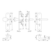 Hoppe Schutzgarnitur Paris 86G/3331/3310/138L Alu.F2 72mm 42-47mm-4