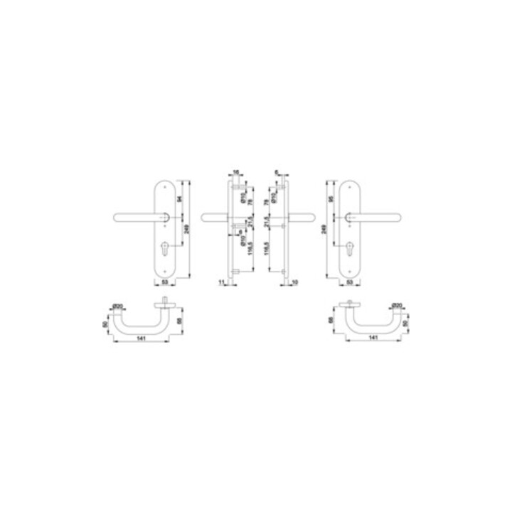 Hoppe Schutzgarnitur Paris E138Z/3331/3310 VA F69 72mm 42-47mm