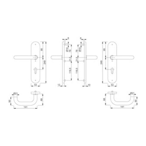 Hoppe Schutzgarnitur Paris E138Z/3331/3310 VA F69 72mm 42-47mm