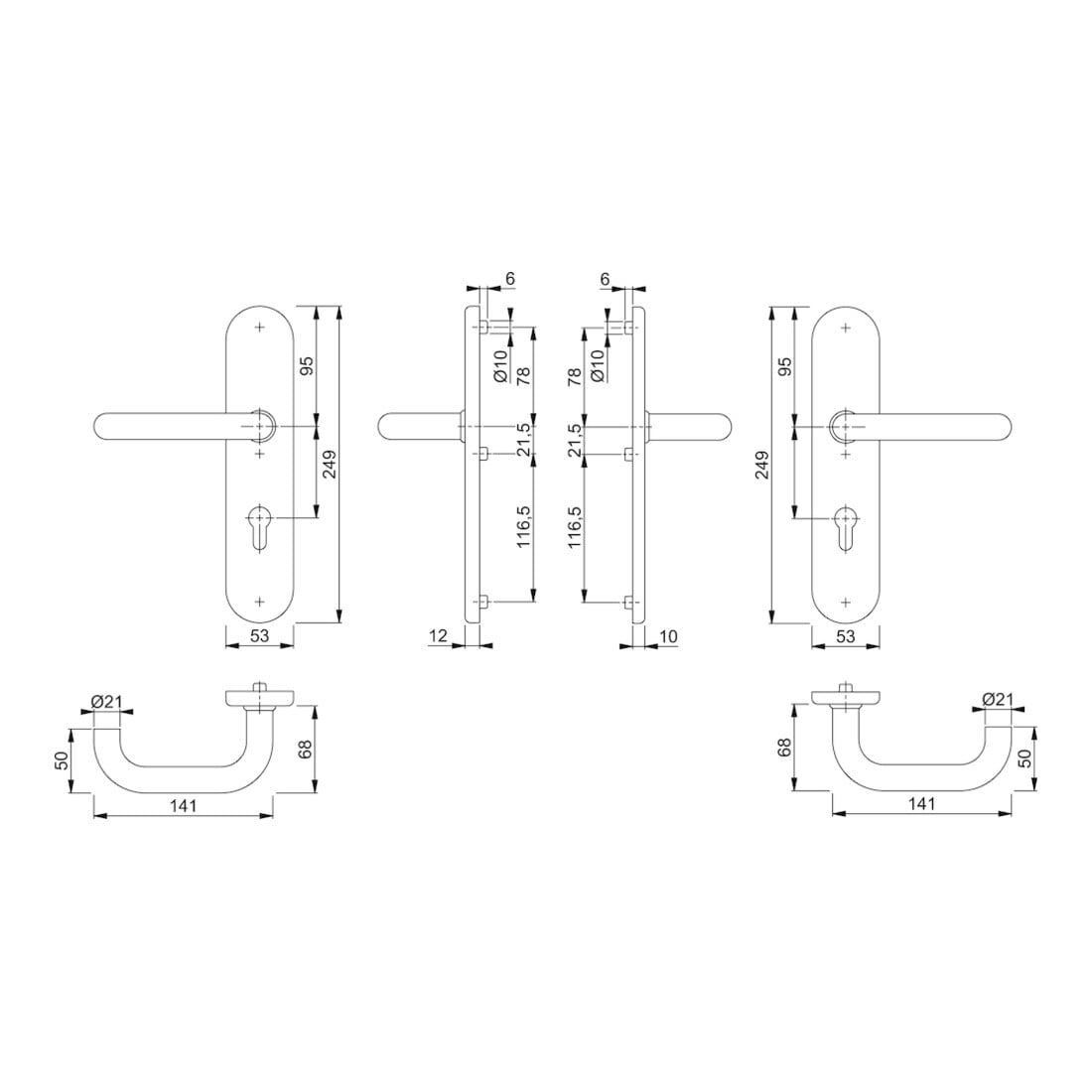 Hoppe Schutzgarnitur Paris E138Z/3331/3310 VA F69 92mm 67-72mm