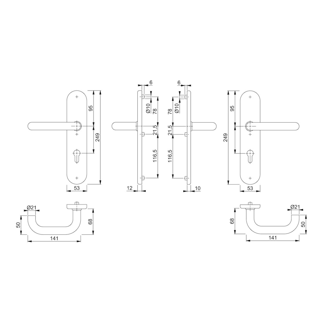 Hoppe Schutzgarnitur Paris E138Z/3331/3310 VA F69 92mm 67-72mm