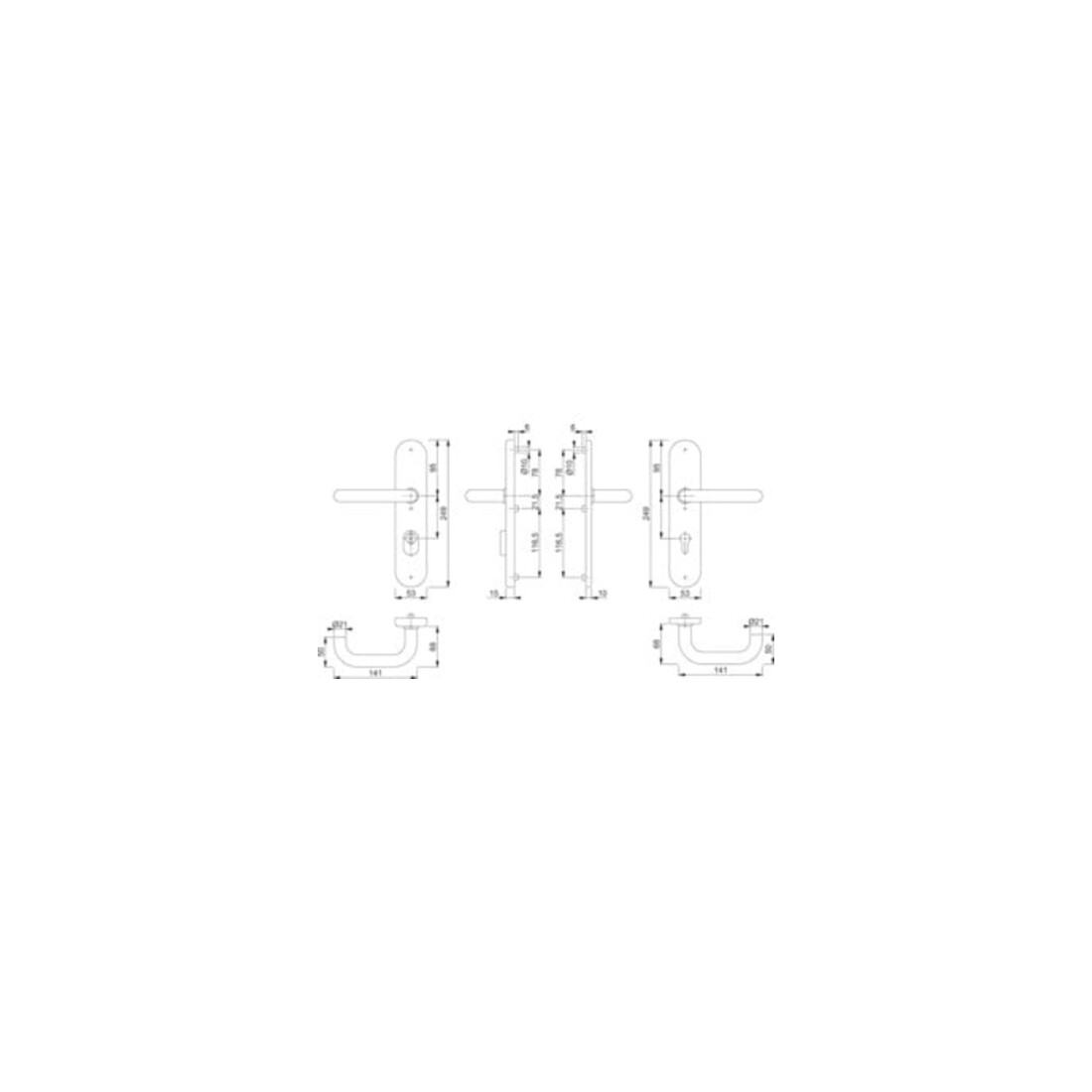 Hoppe Schutzgarnitur Paris E138Z/3332ZA/3310 VA F69 72mm 42-47mm