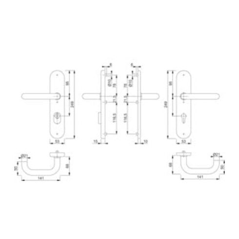 Hoppe Schutzgarnitur Paris E138Z/3332ZA/3310 VA F69 72mm 42-47mm