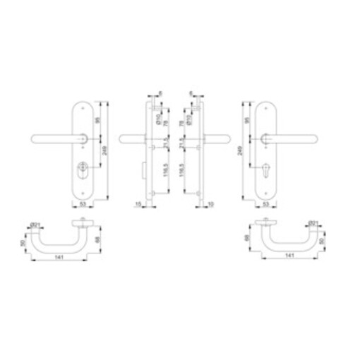 Hoppe Schutzgarnitur Paris E138Z/3332ZA/3310 VA F69 92mm 67-72mm