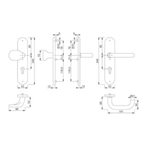 Hoppe Schutzgarnitur Paris E86G/3331/3310/138Z VA F69 92mm 67-72mm