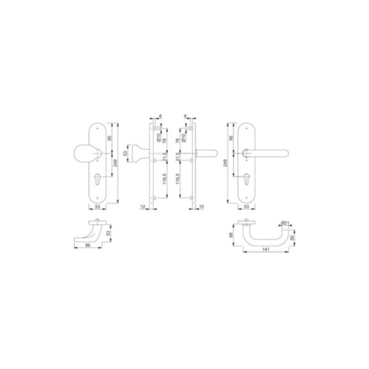 Hoppe Schutzgarnitur Paris E86G/3331/3310/138Z VA F69 92mm 67-72mm