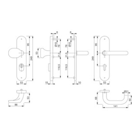Hoppe Schutzgarnitur Paris E86G/3332ZA/3310/138Z VA F69 92mm 67-72mm