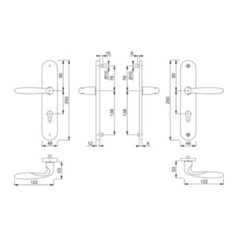 Hoppe Schutzgarnitur Pisa M151/361A/360 MS F77-R 92mm 67-72mm
