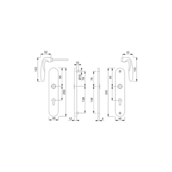 Hoppe Schutzgarnitur Pisa M151/361A/360 MS F77-R 92mm 67-72mm