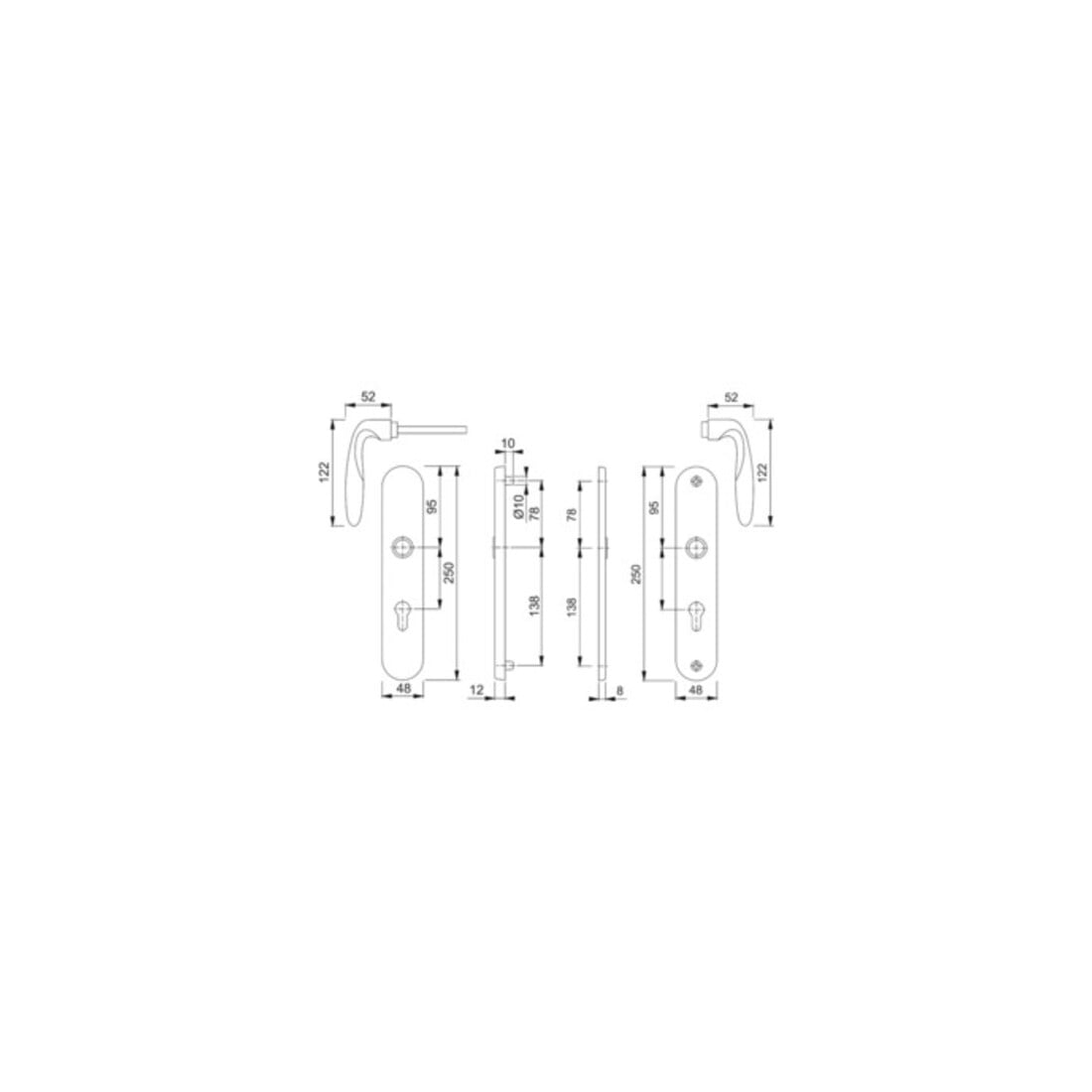 Hoppe Schutzgarnitur Pisa M151/361A/360 MS F77-R 92mm 67-72mm