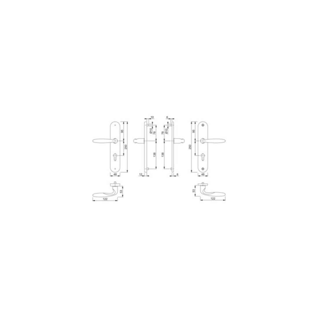 Hoppe Schutzgarnitur Pisa M151/361A/360 MS F77-R 92mm 67-72mm