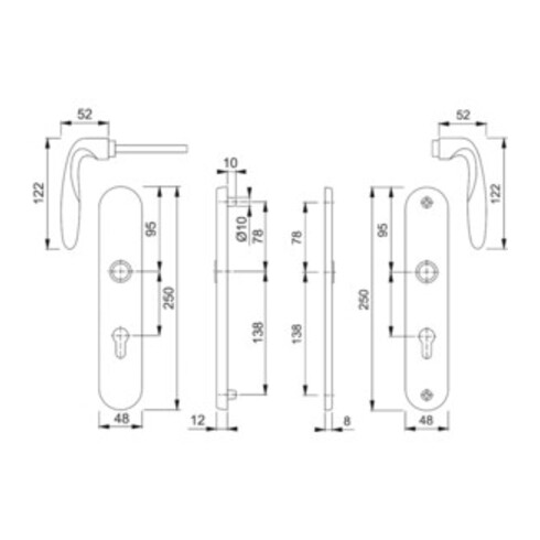 Hoppe Schutzgarnitur Pisa M151/361A/360 MS F77-R 92mm 67-72mm