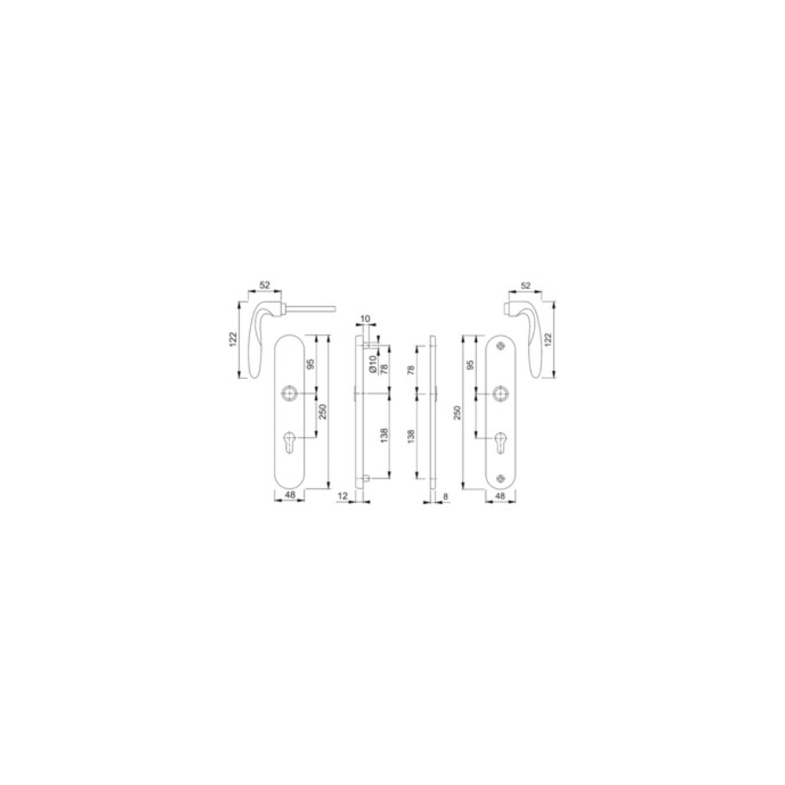 Hoppe Schutzgarnitur Pisa M151/361A/360 MS F77-R 92mm 67-72mm