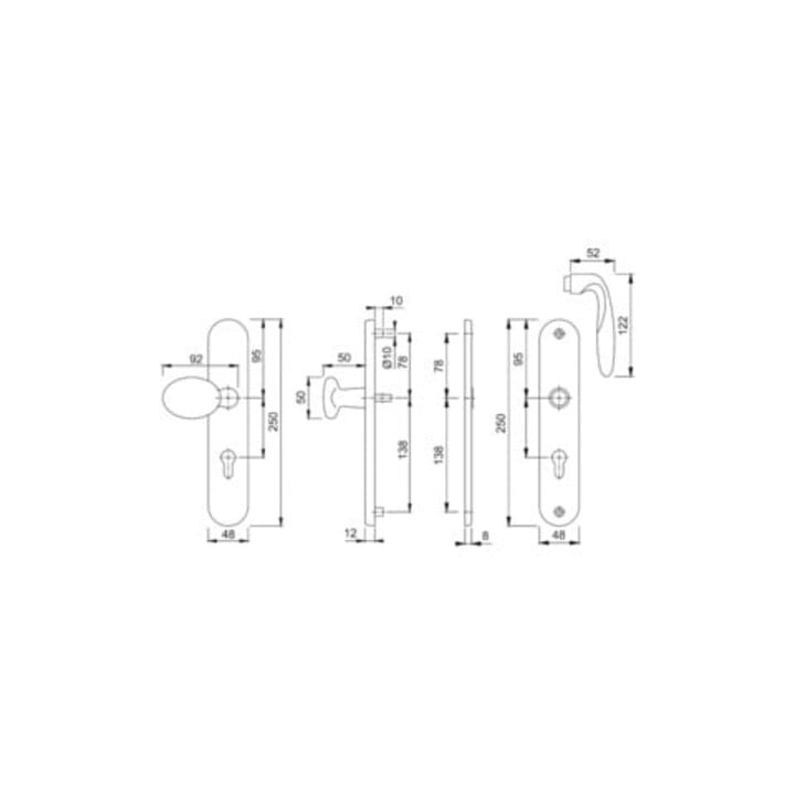 Hoppe Schutzgarnitur Pisa M76G/361A/360/151 MS F77-R 72mm 37-42mm
