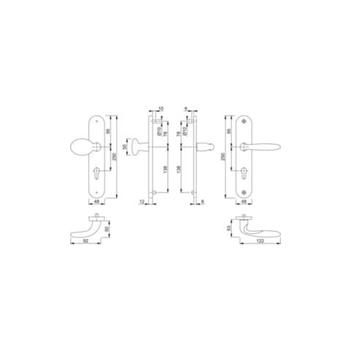 Hoppe Schutzgarnitur Pisa M76G/361A/360/151 MS F77-R 72mm 37-42mm