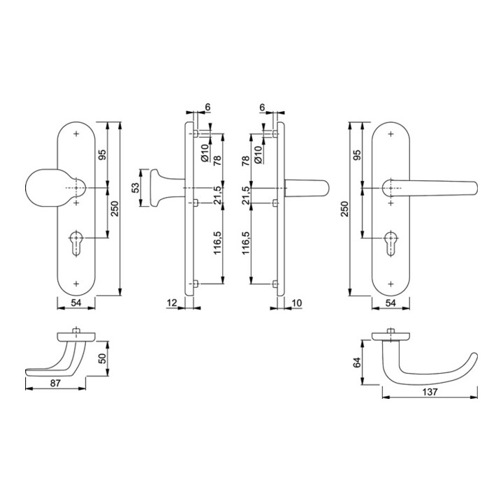 Hoppe Schutzgarnitur San Fran.E86G/3331/3310/1301Z VA F69 92mm 67-72mm