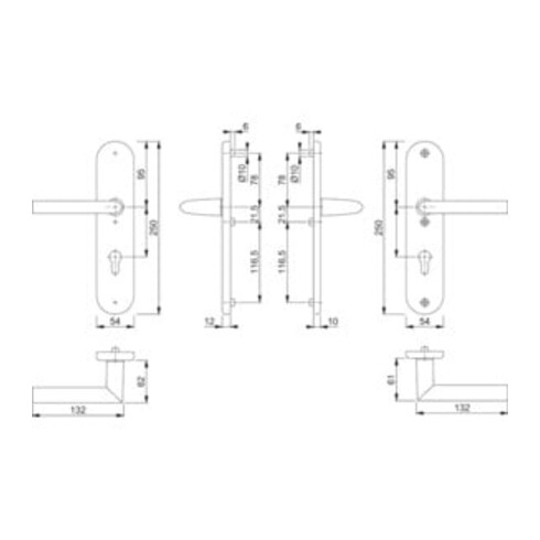 Hoppe Schutzgarnitur Stock.1140/3331/3410 Alu.F1 72mm 42-47mm