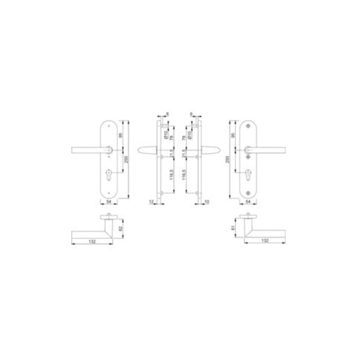 Hoppe Schutzgarnitur Stock.1140/3331/3410 Alu.F1 72mm 42-47mm