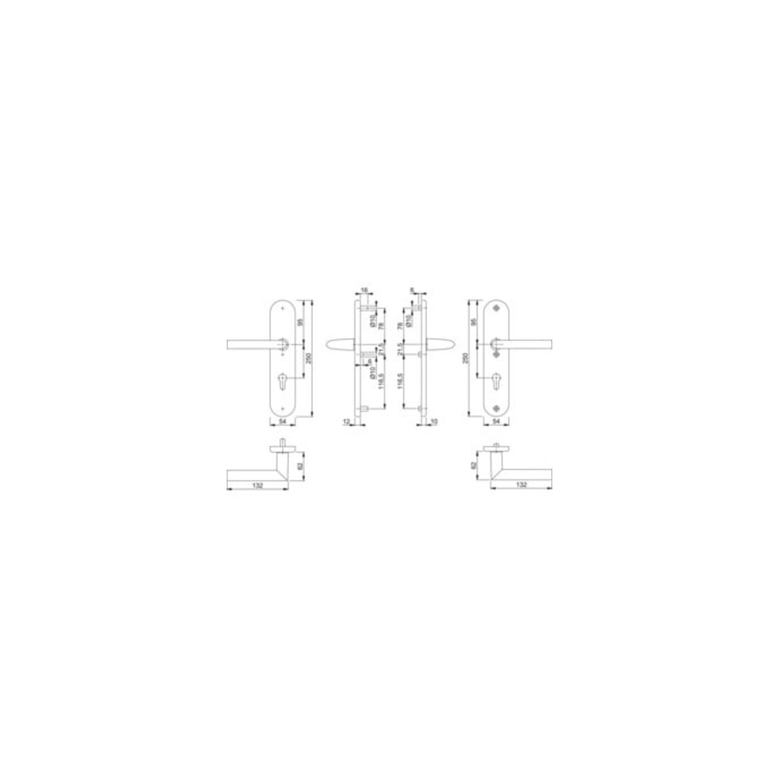 Hoppe Schutzgarnitur Stock.1140/3331/3410 Alu.F1 72mm 42-47mm