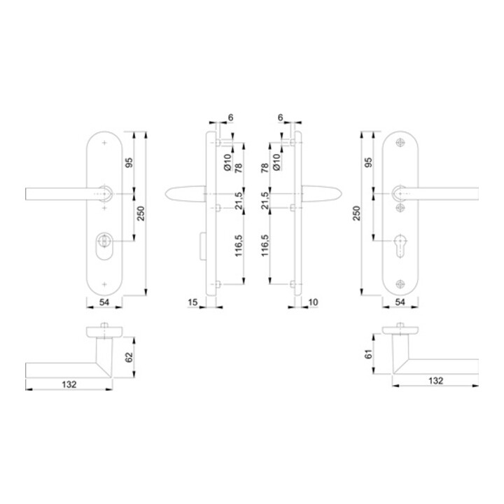 Hoppe Schutzgarnitur Stock.1140/3332ZA/3410 Alu.F1 72mm 42-47mm