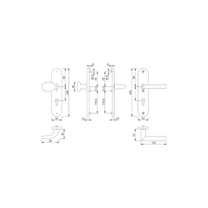 Hoppe Schutzgarnitur Stock.76G/3331/3410/1140 Alu.F1 92mm 67-72mm