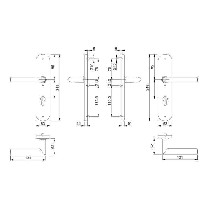 Hoppe Schutzgarnitur Stock.E1140Z/3331/3310 VA F69 72mm 42-47mm