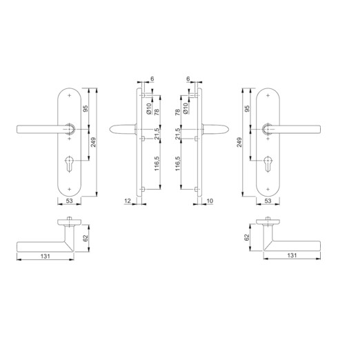 Hoppe Schutzgarnitur Stock.E1140Z/3331/3310 VA F69 72mm 42-47mm
