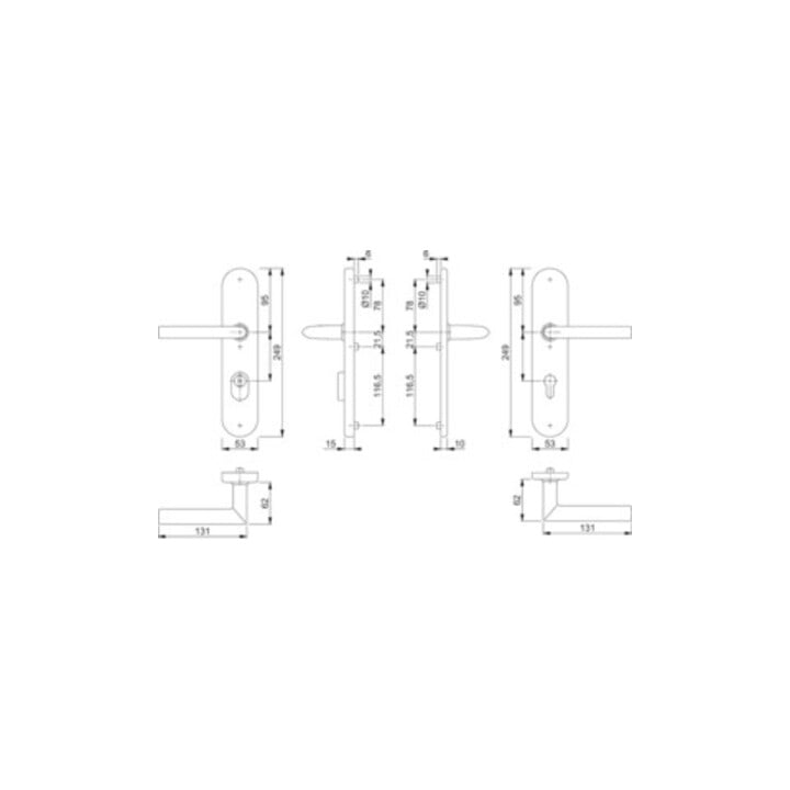 Hoppe Schutzgarnitur Stock.E1140Z/3332ZA/3310 VA F69 72mm 42-47mm