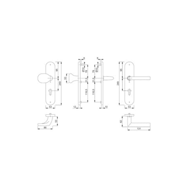 Hoppe  Schutzgarnitur Stock.E86G/3331/3310/1140Z VA F69 72mm 42-47mm