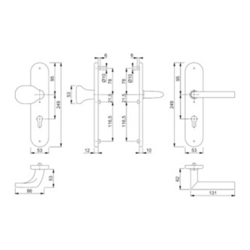 Hoppe Schutzgarnitur Stock.E86G/3331/3310/1140Z VA F69 92mm 67-72mm