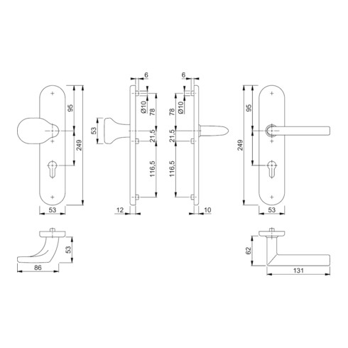 Hoppe Schutzgarnitur Stock.E86G/3331/3310/1140Z VA F69 92mm 67-72mm
