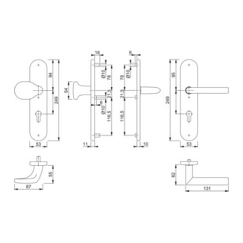 Hoppe Schutzgarnitur Stock.E86G/3331/3310/1140Z VA F69 92mm 67-72mm