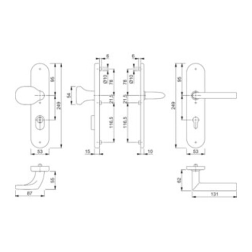 Hoppe Schutz-Wechselgarnitur Stockholm mit Zylinderabdeckung Edelstahl